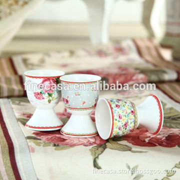 Elegant Fine New Bone China Ceramic Egg Cup Holder of Spring in Paris